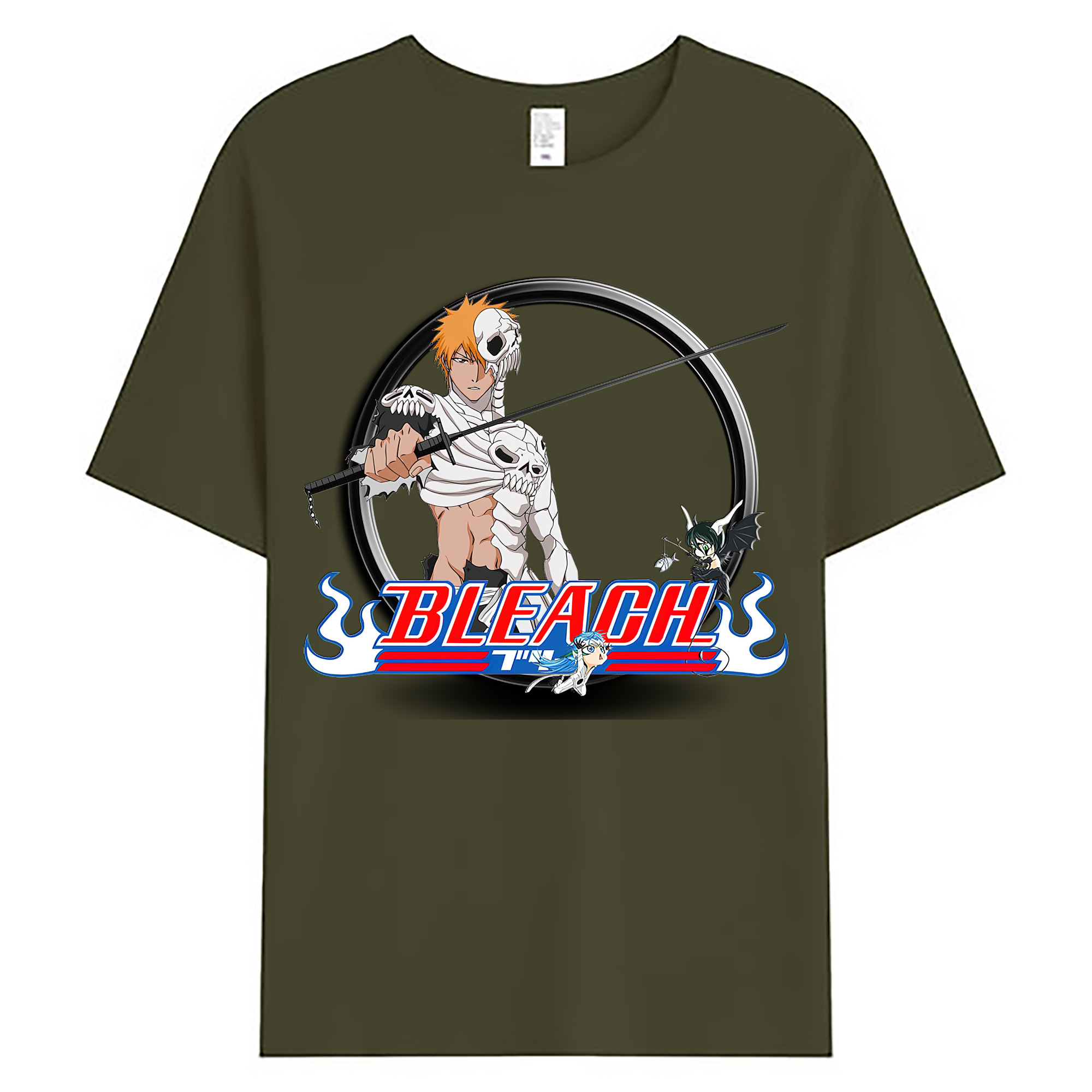 （画像用） ブリーチ 黒崎一護（くろさき いちご）BLEACH Kurosaki Ichigo 綿100％ メンズ半袖Tシャツ｜肌触りやわらか＆通気性